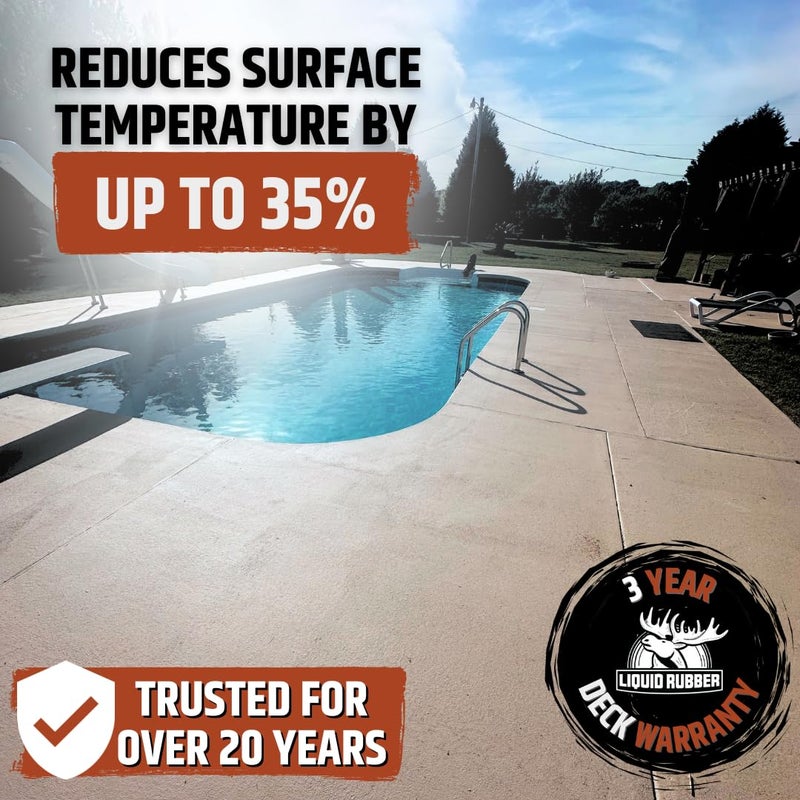 Liquid Rubber Cool Foot Deck Coating - Solar Protection Paint, Reduces Surface Temperatures by Up to 35%, Multi-Surface Cooling Decking Sealant, Waterproof, Durable Membrane, Pale Brown, 1 Gallon - Image 3